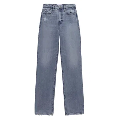 Frame Le Jane Straight Leg Jeans In Weston Rips In Blue