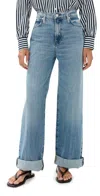 Frame Le Jane Wide Leg Cuffed Jeans Varsity Blues In Varsity Blues