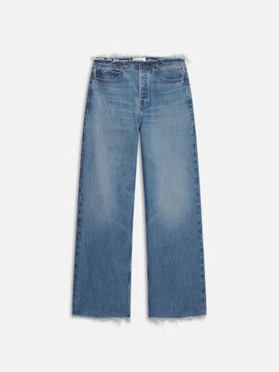 Frame Le Low Baggy Wide Leg Cut Off Jeans In Blue