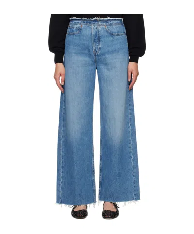 Frame Le Low Baggy Wide Leg Denim Pants In Blue