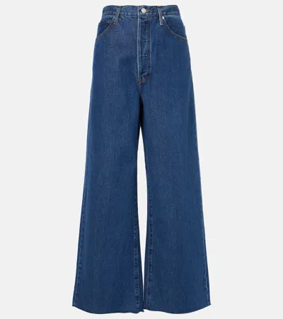 Frame Le Slim Palazzo Hoch Sitzende Jeans Mit Weitem Bein In Dunkelblauer Denim