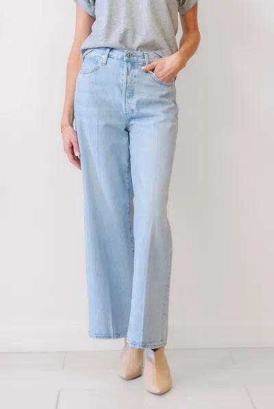 Frame Le Low Baggy Wide Leg Jeans In Ettie Grind In Blue