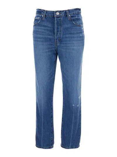 FRAME LE MEC BLUE JEANS WITH USED EFFECT IN COTTON DENIM WOMAN