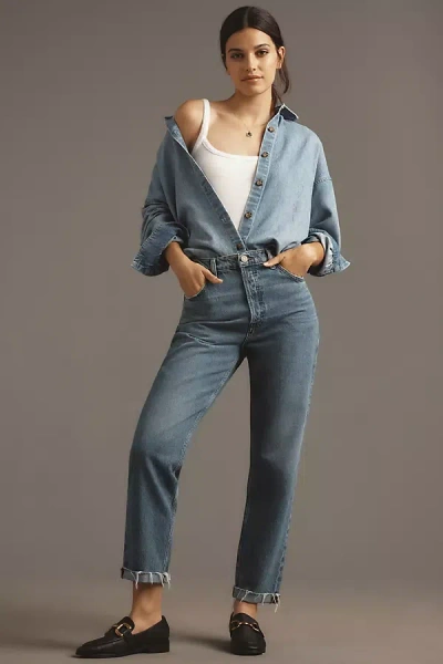 Frame Le Mec High-rise Straight-leg Jeans In Blue