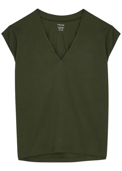 Frame Le Mid Rise Cotton T-shirt In Green