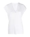 Frame White Cotton V-neck T-shirt In White