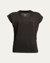 Frame Le Mid Rise V-neck Tee In Black