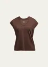 Frame Le Mid Rise V-neck Tee In Espresso