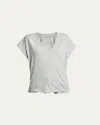 Frame Le Mid Rise V-neck Tee In Gris Heather