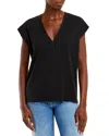 Frame Le Mid Rise V-neck Tee In Noir