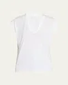 Frame Le Mid Rise V-neck Tee In White