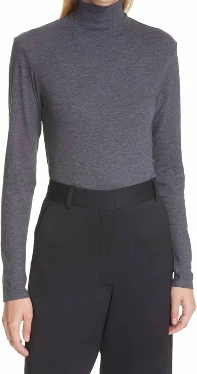 Frame Le Mid Turtle Neck Sweater In Charcoal Heather In Gray