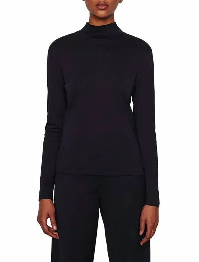 Frame The Hosiery Jersey Turtleneck Top In Black