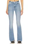 Frame Le Mini Boot Raw Slit Jean In Galeston In Blue