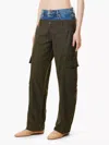 Frame Le Mix Cargo High Rise Barrel Jeans In Whiplash In Green