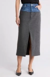 Frame Le Mix Midaxi Skirt In Malibu/herringbone