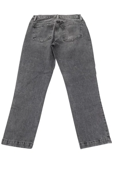 Frame Le Nouveau Straight Crop Jeans In Black Denim In Grey