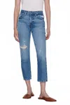 Frame Le Original Biodegradable Slim Straight-leg Jean In Bluejay Rips In Blue