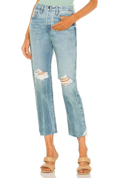 Frame Le Original Straight Jeans In Limelight Chew In Blue