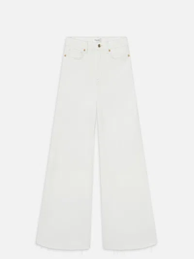 Frame Le Palazzo Crop Raw After Wide Leg Jeans In White