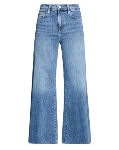 Frame Le Palazzo Crop Raw Fray Woman Jeans Blue Size 30 Cotton, Rayon, Elasterell-p, Elastane
