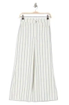 Frame Le Palazzo Striped Raw Wide Leg Jeans In Sage Multi In Indigo Multi