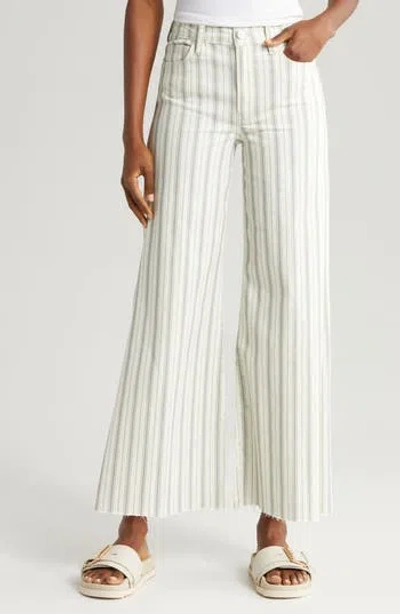 Frame Le Palazzo High Waist Raw Hem Crop Wide Leg Jeans In Sage/off White