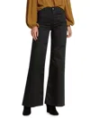 Frame Womens Inkwell Le Easy Wide Flare Flared-leg Mid-rise Recycled-cotton Jeans In Black