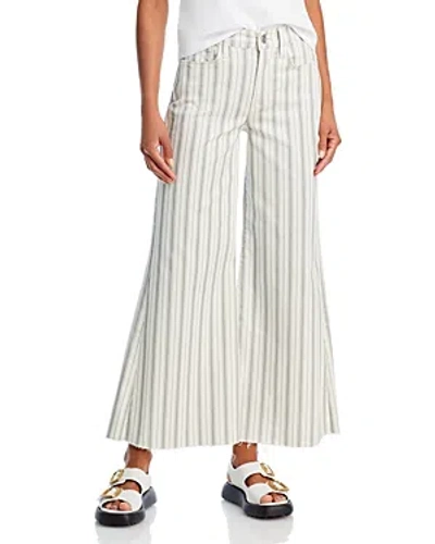 Frame Le Palazzo Striped Raw Wide Leg Jeans In Sage Multi In Indigo Multi