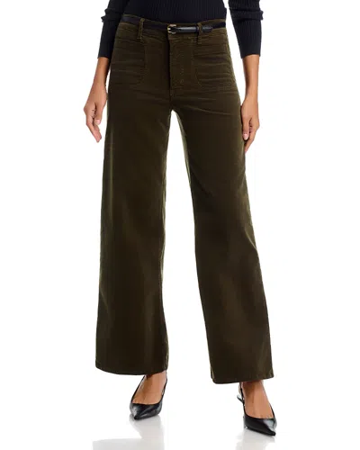 Frame Le Pixie High Rise Slim Palazzo Modernist Corduroy Jeans In Rich Military In Brown