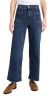 Frame Palazzo Crop Denim Pants In Blue