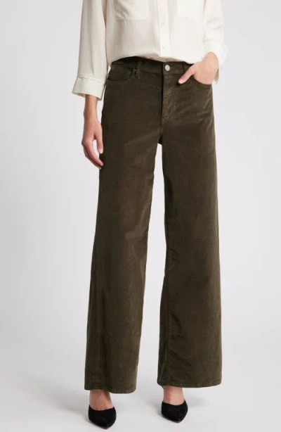 Frame Le Pixie Slim Palazzo Corduroy High Waist Wide Leg Pants In Rich Military