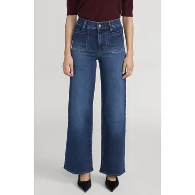 Frame Le Pixie Slim Palazzo Patch Pocket High Waist Wide Leg Jeans In Blue