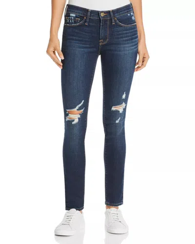 Frame Le Skinny De Jeanne Distressed Jean In Wriley In Multi
