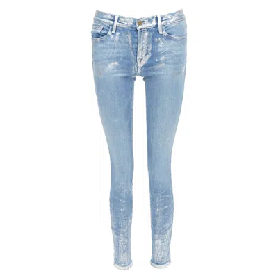 Frame Le Skinny De Jeanne Metallic Coated Jeans In Blue