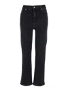Frame Le Sleek Black Jeans With Tapered Leg In Denim Woman In Blue