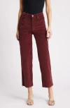 Frame Le Sleek Corduroy Ankle Straight Leg Pants In Dark Burgundy