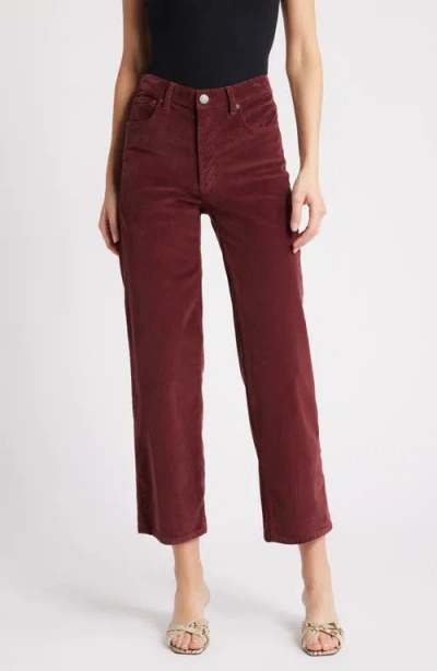 Frame Le Sleek Corduroy Ankle Straight Leg Pants In Bordeaux