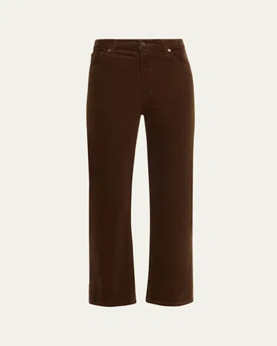 Frame Le Sleek Cropped Stretch Corduroy Pants In Brown