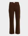 Frame Le Sleek Cropped Stretch Corduroy Pants In Brown