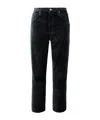 Frame Le Sleek Cropped Cotton-blend Velvet Bootcut Pants In Black
