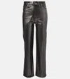 Frame Le Sleek High-rise Straight Jeans In Gunmetal Chrome