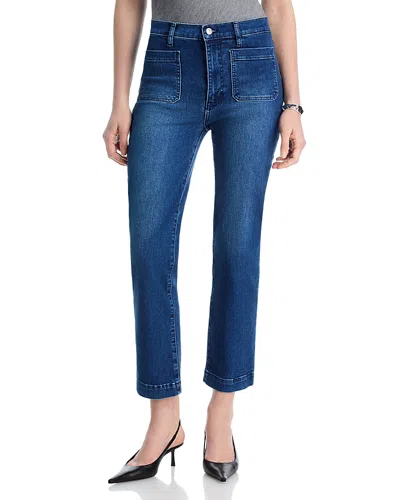 Frame Le Sleek High Rise Patch Pocket Straight Jeans In Good Life In Blue