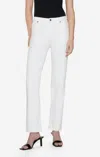 Frame Sleek Straight High Rise Denim Jeans In White In White