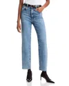 Frame Le Sleek Straight Jeans With Raw Hem In Rowley Raw Fray