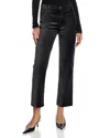 Frame Le Sleek High Rise Straight Velveteen Jeans In Green Smoke Velvet In Black