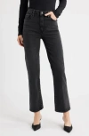 Frame Le Sleek High Waist Ankle Straight Leg Jeans In Black