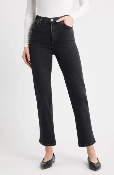 Frame Le Sleek High Waist Ankle Straight Leg Jeans In Black