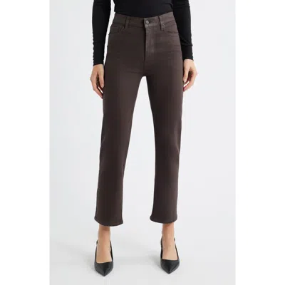 Frame Le Sleek High Waist Ankle Straight Leg Jeans In Brown