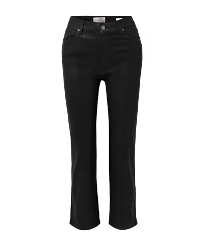 Frame Le Sleek Coated High-rise Straight-leg Jeans In Black